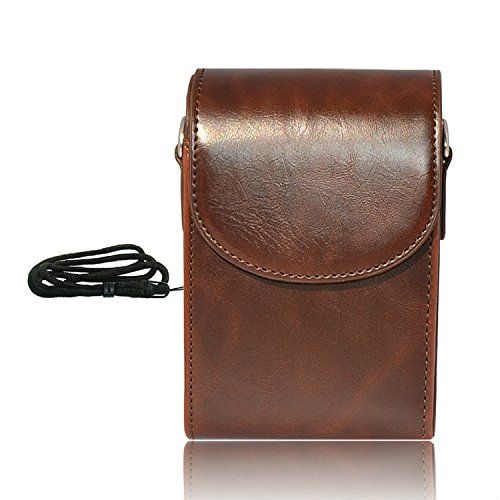  First2savvv dark brown premium quality genuine leather camera case pouch bag with shoulder strap for Canon PowerShot SX270 HS PowerShot SX280 HS SAMSUNG WB850F WB150F WB150 WB750 W