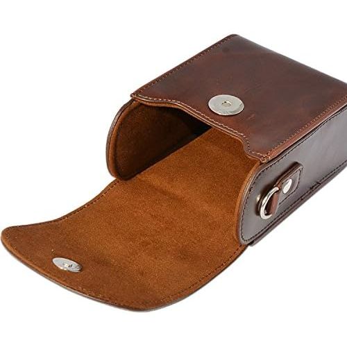  First2savvv dark brown premium quality genuine leather camera case pouch bag with shoulder strap for Canon PowerShot SX270 HS PowerShot SX280 HS SAMSUNG WB850F WB150F WB150 WB750 W