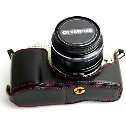  First2savvv Leather Half Camera Case Bag Cover Base for Olympus Pen E-PL9 E-PL8 E-PL7 + Cleaning Cloth XJD-EPL9-D01