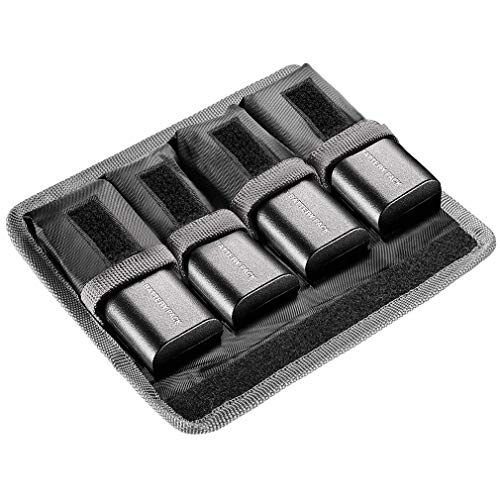  First2savvv DSLR Battery Case Holder Storage Bag (4 Pocket) for AA/AAA Battery and Canon LP-E6 LP-E8 LP-E10 LP-E12, Nikon EN-EL14 EN-EL15, Sony NP-FW50 NP-F550 NP-FM500H etc