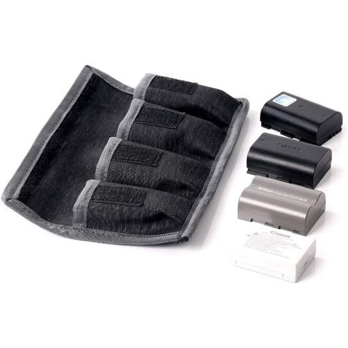  First2savvv DSLR Battery Case Holder Storage Bag (4 Pocket) for AA/AAA Battery and Canon LP-E6 LP-E8 LP-E10 LP-E12, Nikon EN-EL14 EN-EL15, Sony NP-FW50 NP-F550 NP-FM500H etc