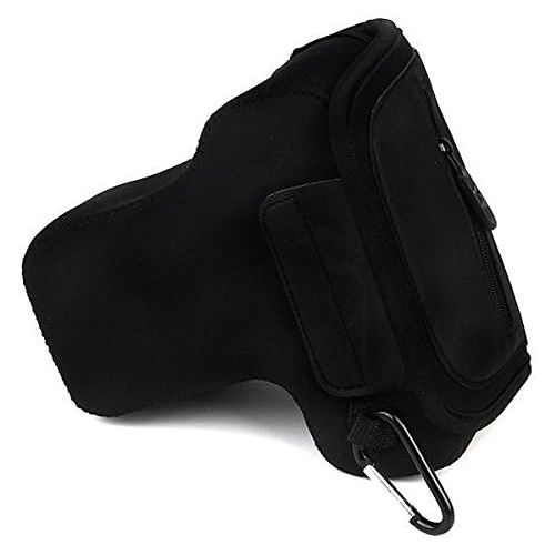  First2savvv QSL-SLRS-01 black Neoprene Camera Case Bag for Nikon D3400 D3200 D3300 D5100 Canon Eos 450D 500D 700D 1100D 1200D with 18-55mm Lens ,Sony A7R A7 Mark II M2 with 24-70 L