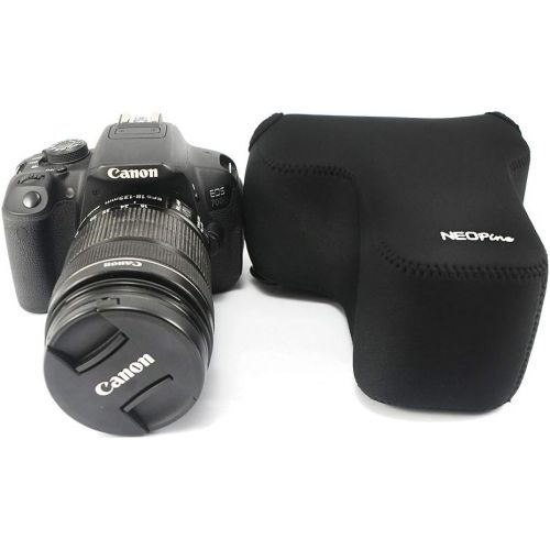  First2savvv Neoprene Camera Case Bag for Canon EOS Rebel T7 T7i T100 SL3 SL2 SL1 T6 T6S T6i T5 T5i T3i T3 T4i T2i T1i XS XSi XT with 18-135mm Lens QSL-SLRS-C-C01