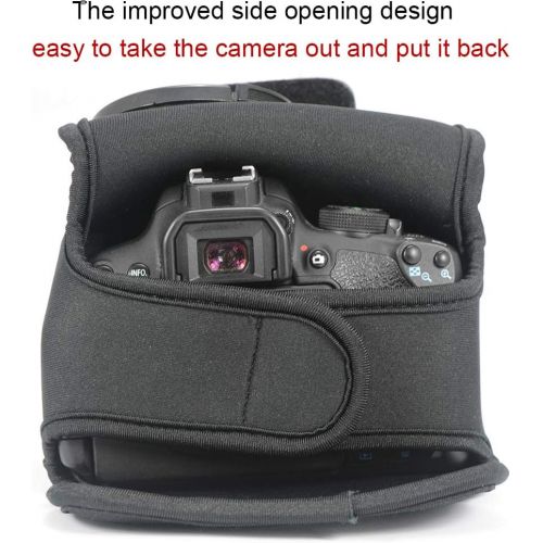  First2savvv Neoprene Camera Case Bag for Canon EOS Rebel T7 T7i T100 SL3 SL2 SL1 T6 T6S T6i T5 T5i T3i T3 T4i T2i T1i XS XSi XT with 18-135mm Lens QSL-SLRS-C-C01