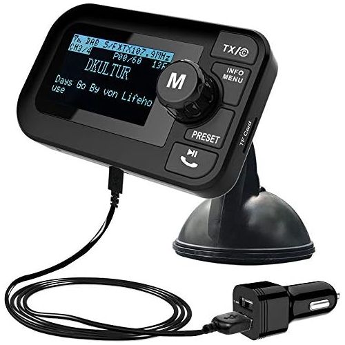  [아마존베스트]-Service-Informationen FirstE Car DAB/DAB + Radio Adapter Portable Crystal Digital Sound FM Transmitter, 2.4 Inch TFT Colour Display Bluetooth Receiver - Handsfree Call/TF Card Play/Dual USB Car Charger/