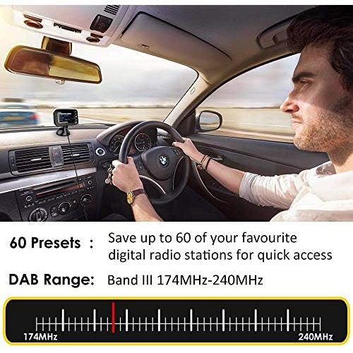  [아마존베스트]-Service-Informationen FirstE Car DAB/DAB + Radio Adapter Portable Crystal Digital Sound FM Transmitter, 2.4 Inch TFT Colour Display Bluetooth Receiver - Handsfree Call/TF Card Play/Dual USB Car Charger/