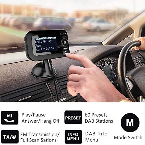  [아마존베스트]-Service-Informationen FirstE Car DAB/DAB + Radio Adapter Portable Crystal Digital Sound FM Transmitter, 2.4 Inch TFT Colour Display Bluetooth Receiver - Handsfree Call/TF Card Play/Dual USB Car Charger/