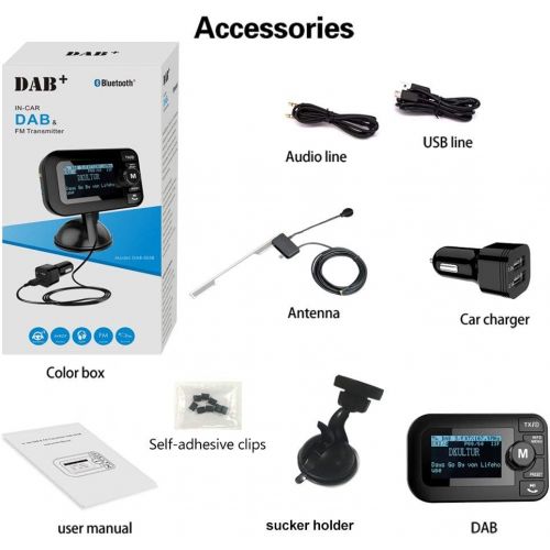  [아마존베스트]-Service-Informationen FirstE Car DAB/DAB + Radio Adapter Portable Crystal Digital Sound FM Transmitter, 2.4 Inch TFT Colour Display Bluetooth Receiver - Handsfree Call/TF Card Play/Dual USB Car Charger/