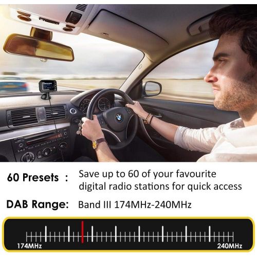  [아마존베스트]-Service-Informationen FirstE Car DAB/DAB + Radio Adapter Portable Crystal Digital Sound FM Transmitter, 2.4 Inch TFT Colour Display Bluetooth Receiver - Handsfree Call/TF Card Play/Dual USB Car Charger/