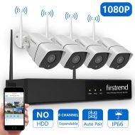Firstrend 8CH 1080P Wireless NVR System with 4pcs 1080P HD Security Camera, P2P Home Security Camera System Wireless, No HDD