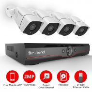 Firstrend 8CH POE NVR Security Camera System with Built-in 10.1 Monitor and 8pcs 1080P HD Security Camera, Plug and Play Security System with Pre-Installed 2TB Hard Drive, Free APP