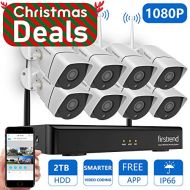 [Newest] 1080P Security Camera System Wireless, Firstrend 8CH Wireless Camera System with 8pcs 1080P HD Security Camera and 2TB Hard Drive Pre-Installed,P2P Wireless Security Syste