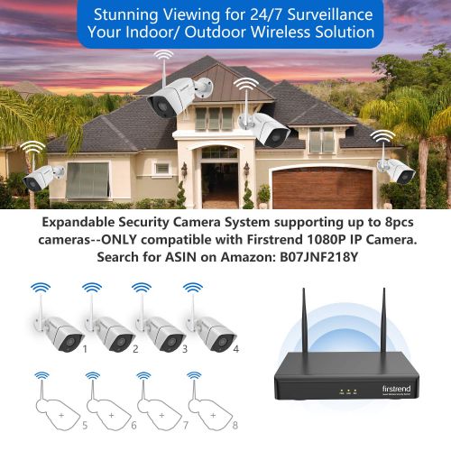  [Newest] 1080P Security Camera System Wireless, Firstrend 8CH Wireless Camera System with 8pcs 1080P HD Security Camera and 2TB Hard Drive Pre-Installed,P2P Wireless Security Syste