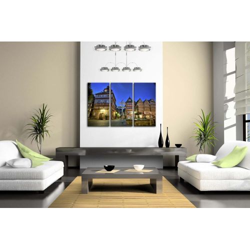  Firstwallart First Wall Art - Town With Tall Buildings Fountain And Lamp Posts Wall Art Painting The Picture Print On Canvas City Pictures For Home Decor Decoration Gift