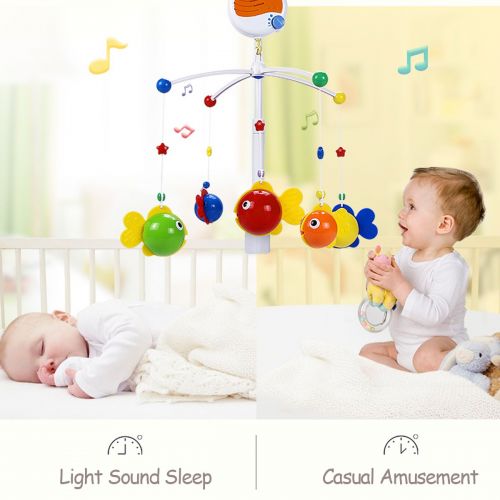  Fisca Baby Musical Crib Mobile, Infant Bed Decoration Toy Hanging Rotating Bell with Melodies Dual Purpose (Mobile & Bath Toy)