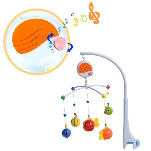  Fisca Baby Musical Crib Mobile, Infant Bed Decoration Toy Hanging Rotating Bell with Melodies Dual Purpose (Mobile & Bath Toy)