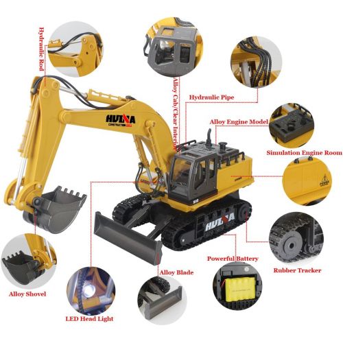  [아마존 핫딜]  [아마존핫딜]Fisca fisca Remote Control Excavator RC Construction Vehicle 11 Channel 2.4G Full Function Digger Toy Metal Shovel Simulation Sound and Flashing Lights