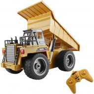 [아마존 핫딜] [아마존핫딜]Fisca fisca RC Truck 6 Ch 2.4G Alloy Remote Control Dump Truck 4 Wheel Driver Mine Construction Vehicle Toy Machine Model with LED Light
