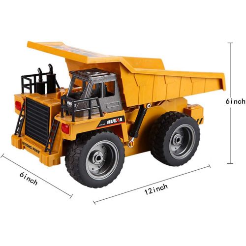  [아마존 핫딜] [아마존핫딜]Fisca fisca RC Truck 6 Ch 2.4G Alloy Remote Control Dump Truck 4 Wheel Driver Mine Construction Vehicle Toy Machine Model with LED Light