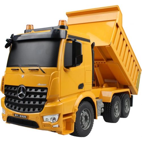  [아마존핫딜][아마존 핫딜] Fisca fisca Remote Control Truck 6 Channel 2.4Ghz RC Dump Truck Authorized by Mercedes-Benz Construction Vehicle Toy Machine Model with LED Lights and Simulation Sound for Kids