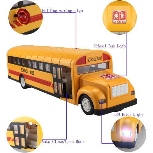  [아마존핫딜][아마존 핫딜] Fisca fisca RC School Bus Remote Control Car Vehicles 6 Ch 2.4G Opening Doors Acceleration & Deceleration Toys with Simulated Sounds and LED Lights Rechargeable Electronic Hobby Truck fo