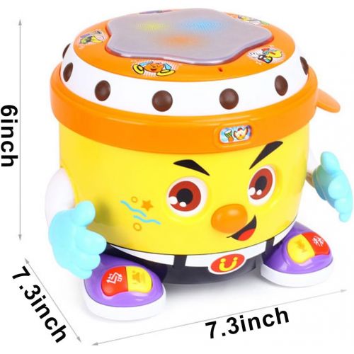  [아마존핫딜][아마존 핫딜] Fisca fisca Baby Musical Drum Toys, Learning Educational Toy for Baby & Toddler - Electronic Drum Instruments Set with Lights for 1 2 3 Year Old Boys and Girls