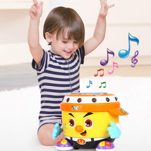  [아마존핫딜][아마존 핫딜] Fisca fisca Baby Musical Drum Toys, Learning Educational Toy for Baby & Toddler - Electronic Drum Instruments Set with Lights for 1 2 3 Year Old Boys and Girls