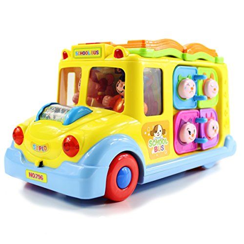  fisca Intellectual Musical School Bus, Learning Educational Toys for Baby & Toddler, Electronic Car with Lights for 1 2 3 Year Old Boys and Girls