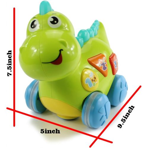  fisca Baby Toys Musical Walking Dinosaur for Babies & Toddlers, Preschool Learning Educational Toys with Lights and Music