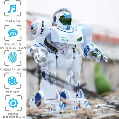  fisca Remote Control Robot RC Fingerprinting Transform Smart Walking Dancing Intelligent Programmable Robots Toys with Light and Sound for Kids Boys Girls