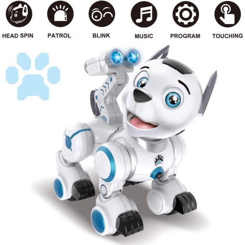  [아마존베스트]fisca Remote Control Robotic Dog RC Interactive Intelligent Walking Dancing Programmable Robot Puppy Toys Electronic Pets with Light and Sound for Kids Boys Girls Age 6, 7, 8, 9, 1