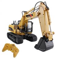 Fisca Remote Control Excavator RC Construction Vehicles 15 Channel 2.4G Full Function Digger Toys with Sound and Lights