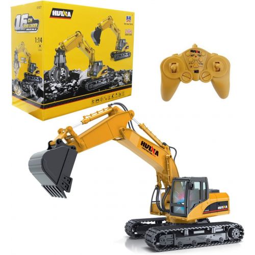  Fisca RC Truck Remote Control Excavator Crawler Tractor 15 Channel 2.4G Construction Vehicle Digger Electronics Hobby Toys with Simulation Sound and Flashing Lights