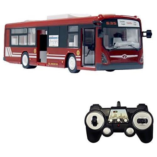  Fisca fisca RC Truck Remote Control Bus, 6 CH 2.4G Car Electronic Vehicles Opening Doors and Acceleration Function Toys for Kids with Sound and Light (Red)