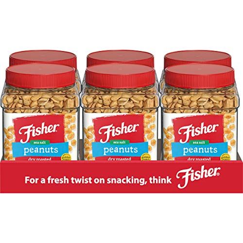  [무료배송]Fisher Nuts Fisher Snack Dry Roasted Sea Salt Peanuts, 36oz (Pack of 6)