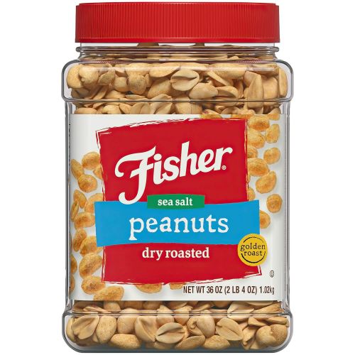  [무료배송]Fisher Nuts Fisher Snack Dry Roasted Sea Salt Peanuts, 36oz (Pack of 6)