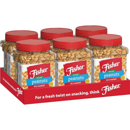  [무료배송]Fisher Nuts Fisher Snack Dry Roasted Sea Salt Peanuts, 36oz (Pack of 6)