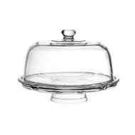 Fisher Home Products Cake Stand with Dome (8-in-1 Design) Multifunctional Serving Platter for Kitchens, Dining Rooms | Pedestal or Cover Use | Elegant Glass Durability