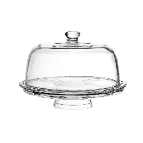 Fisher Home Products Cake Stand with Dome (8-in-1 Design) Multifunctional Serving Platter for Kitchens, Dining Rooms | Pedestal or Cover Use | Elegant Glass Durability