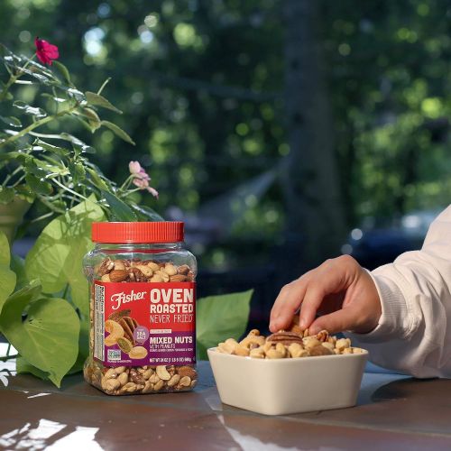 [무료배송]Fisher Nuts Fisher Snack Oven Roasted Never Fried, Mixed Nuts with Peanuts, 24oz (Pack of 1) Peanuts, Almonds, Cashews, Pistachios, Pecans, Made With Sea Salt