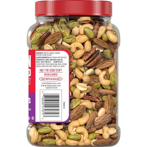  [무료배송]Fisher Nuts Fisher Snack Oven Roasted Never Fried, Mixed Nuts with Peanuts, 24oz (Pack of 1) Peanuts, Almonds, Cashews, Pistachios, Pecans, Made With Sea Salt