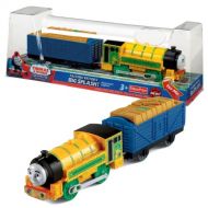 Fisher Price Year 2013 Thomas and Friends Trackmaster TALKING Series Motorized Railway Battery Powered Tank Engine Train Set - Big Splash! TALKING VICTOR with Timber Loaded Wagon