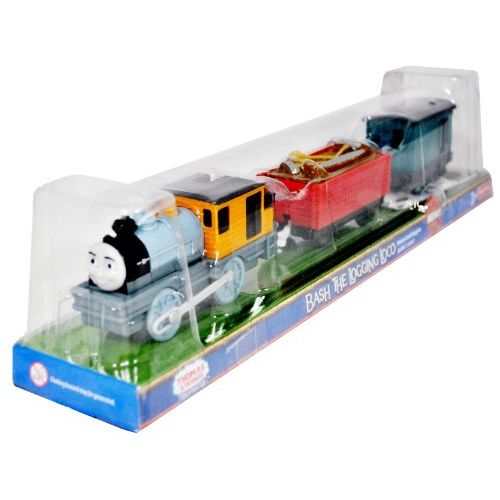  Fisher Price Thomas and Friends As Seen On Misty Island Rescue Trackmaster Motorized Railway Battery Powered Tank Engine 3 Pack Train Set - BASH THE LOGGING LOCO with Lumber Wagon and Caboose