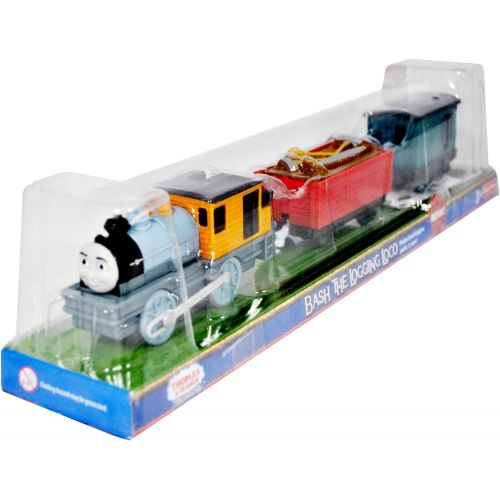  Fisher Price Thomas and Friends As Seen On Misty Island Rescue Trackmaster Motorized Railway Battery Powered Tank Engine 3 Pack Train Set - BASH THE LOGGING LOCO with Lumber Wagon and Caboose