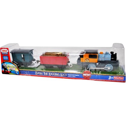  Fisher Price Thomas and Friends As Seen On Misty Island Rescue Trackmaster Motorized Railway Battery Powered Tank Engine 3 Pack Train Set - BASH THE LOGGING LOCO with Lumber Wagon and Caboose