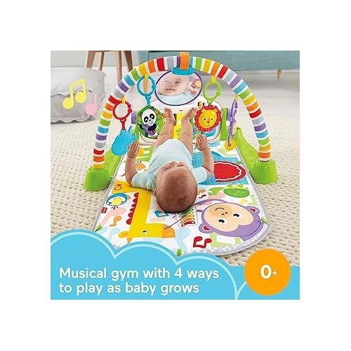 피셔프라이스 Fisher-Price Baby Playmat Deluxe Kick & Play Piano Gym with Musical Toy Lights & Smart Stages Learning Content for Newborn To Toddler