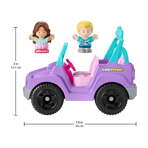 피셔프라이스 Fisher-Price Little People Barbie Toy Car Beach Cruiser with Music Sounds and 2 Figures for Pretend Play Ages 18+ Months