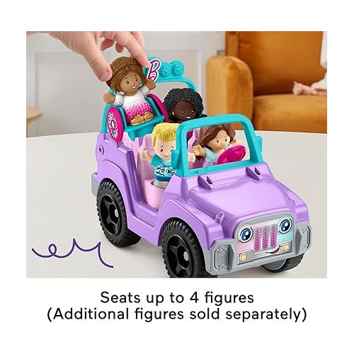 피셔프라이스 Fisher-Price Little People Barbie Toy Car Beach Cruiser with Music Sounds and 2 Figures for Pretend Play Ages 18+ Months
