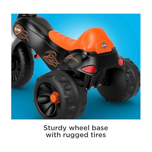 피셔프라이스 Fisher-Price Harley-Davidson Toddler Tricycle Tough Trike Bike with Handlebar Grips and Storage for Kids (Amazon Exclusive)