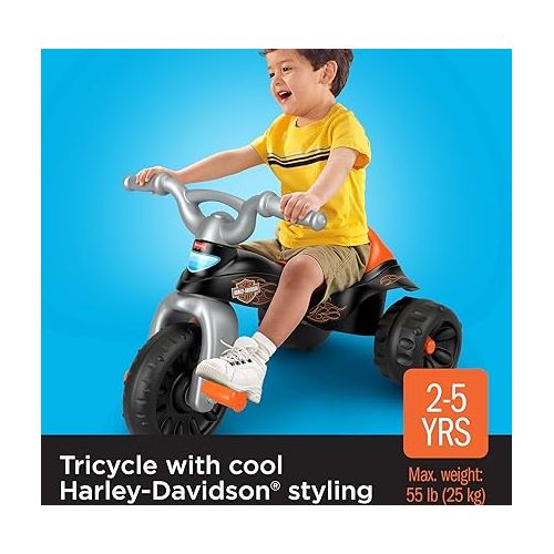 피셔프라이스 Fisher-Price Harley-Davidson Toddler Tricycle Tough Trike Bike with Handlebar Grips and Storage for Kids (Amazon Exclusive)